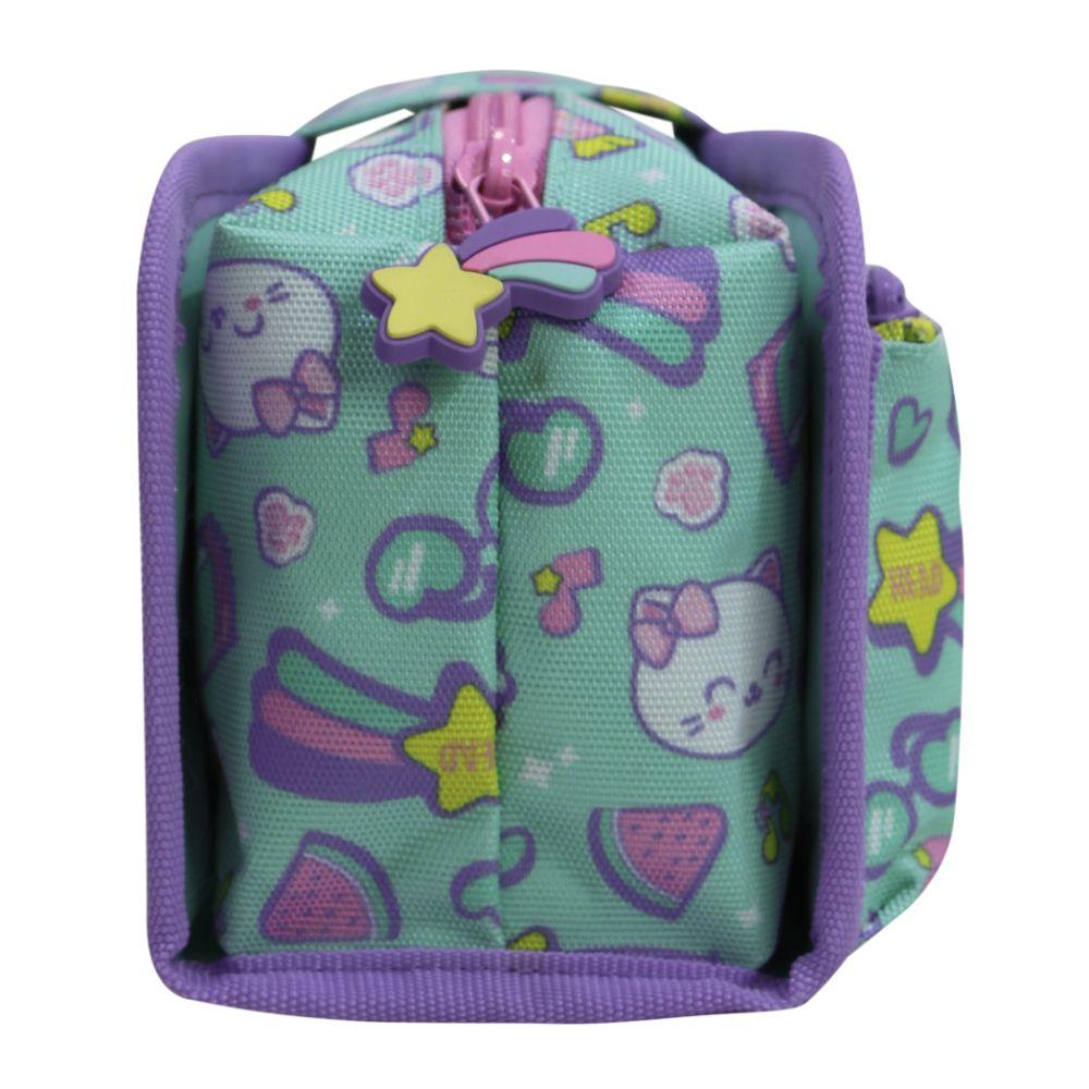 Estuche Infantil Niña Cherry Cat Print Menta Head-4