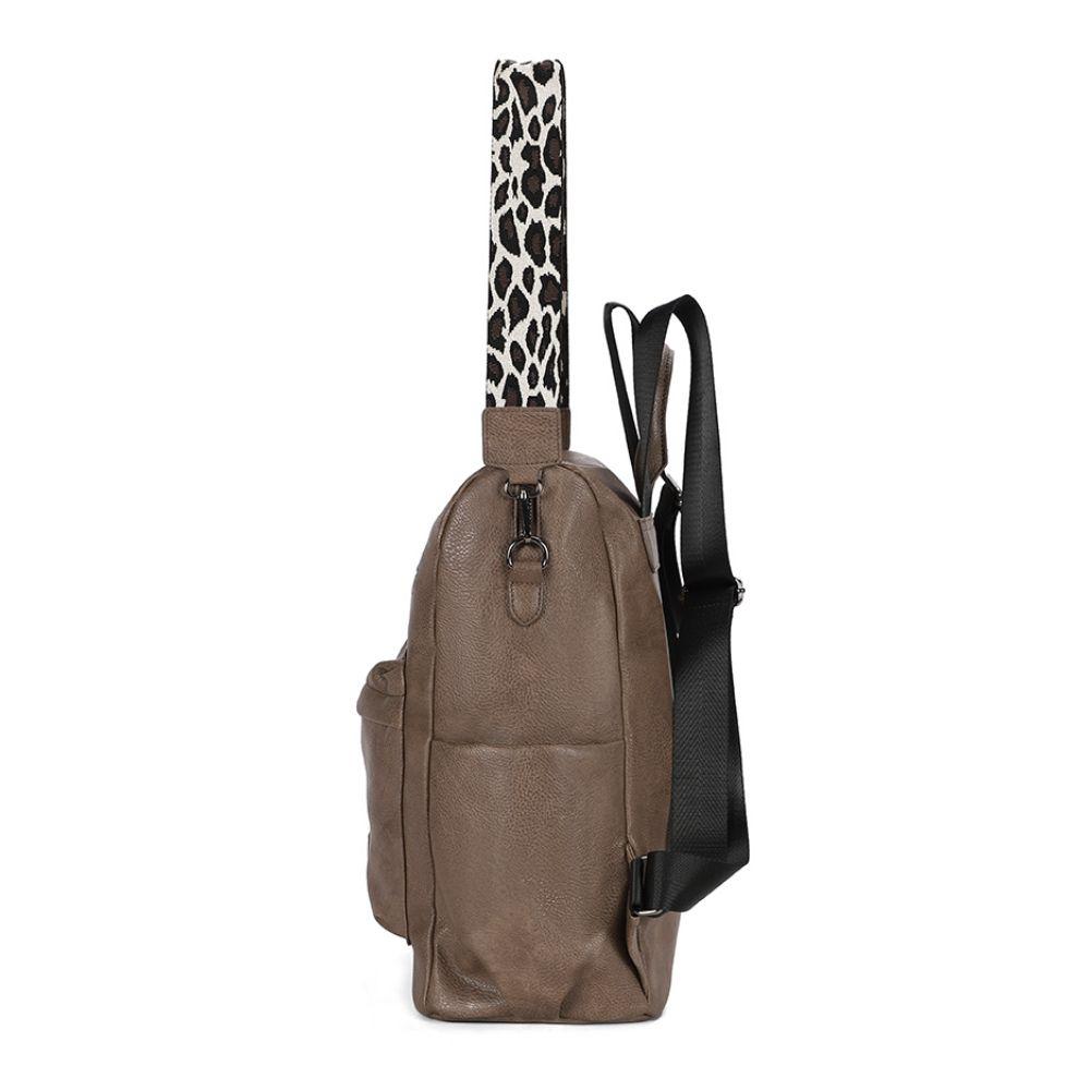 Mochila Cartera Mujer Monstera Taupe Calu-3