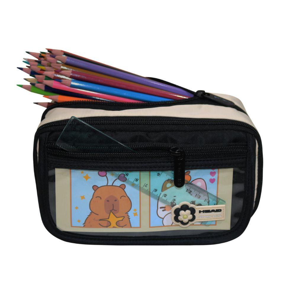 Estuche Mujer Pencil Kawaii Block Negro Head-2