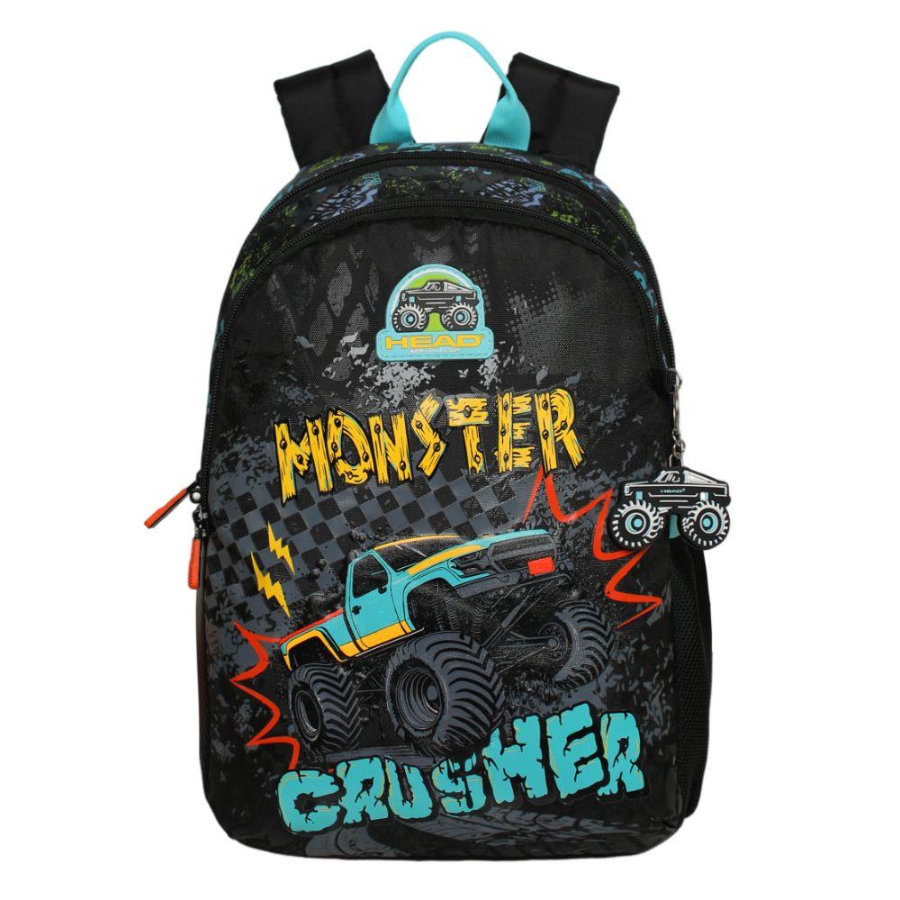 Mochila Infantil Niño Bionica Monster Truck Negro Head-2