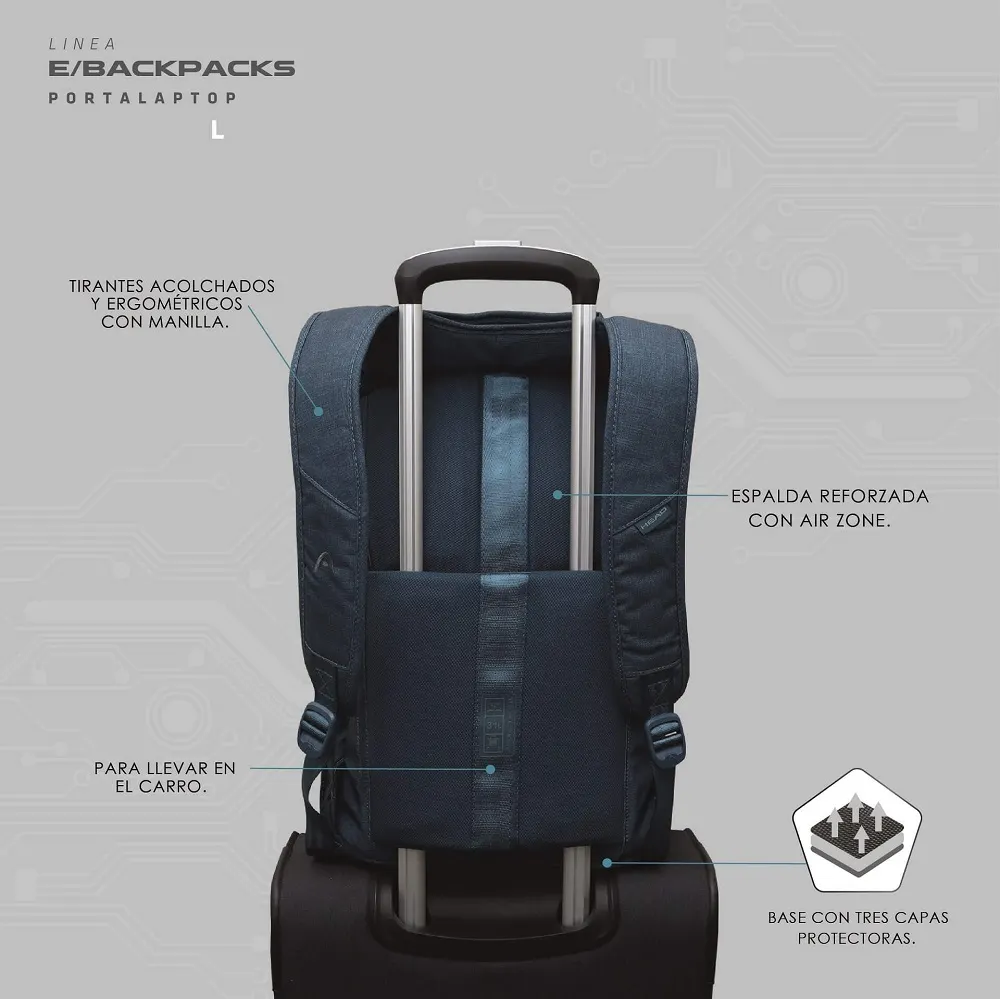 Mochila Pronet L Melange Portalaptop Azul Head-2