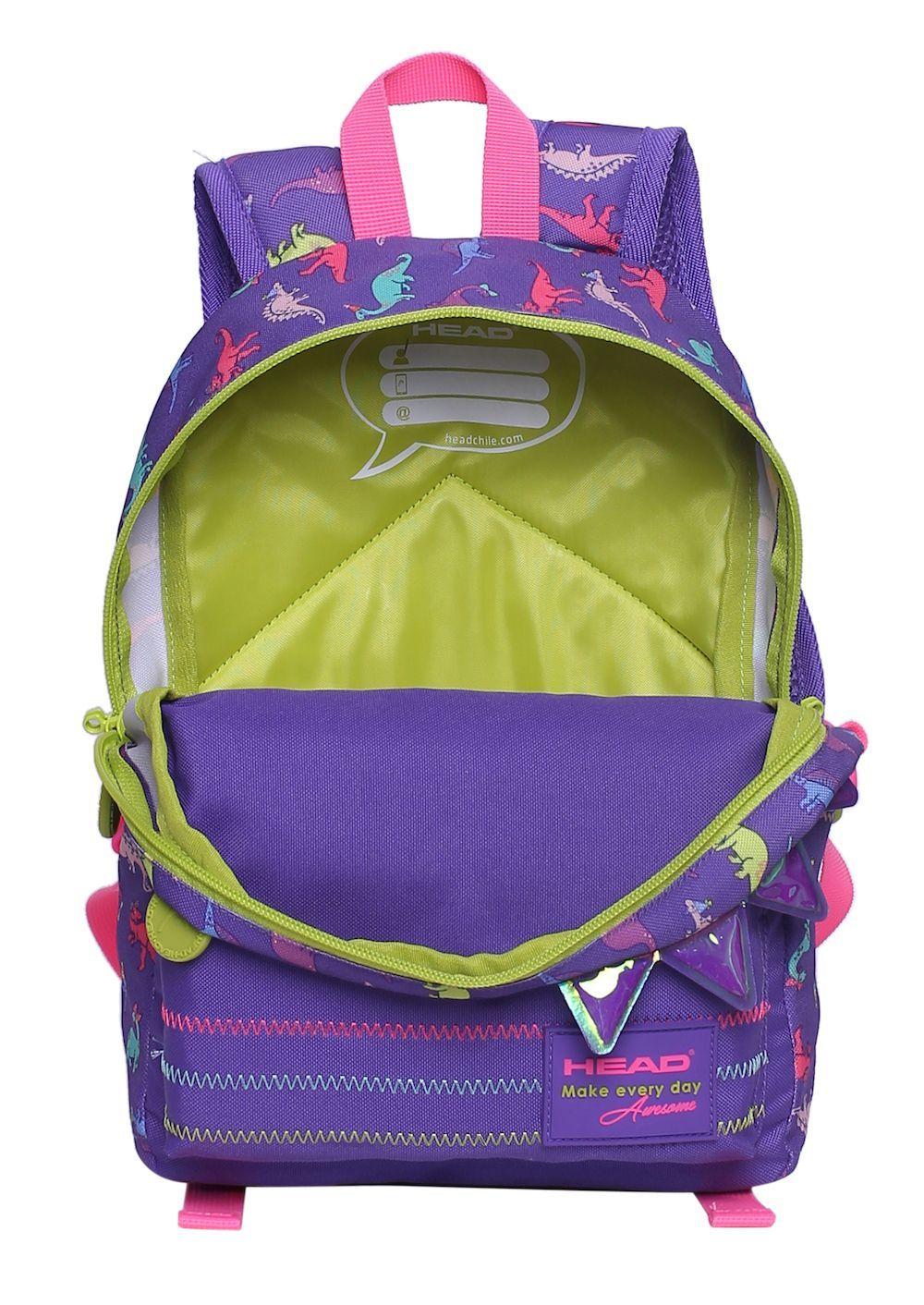 Mochila Infantil Cookie 20 Dino Girl Morado Head-4