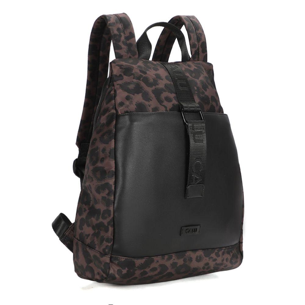 Mochila Antirrobo Glamour Animal Print Cafe Calu-0