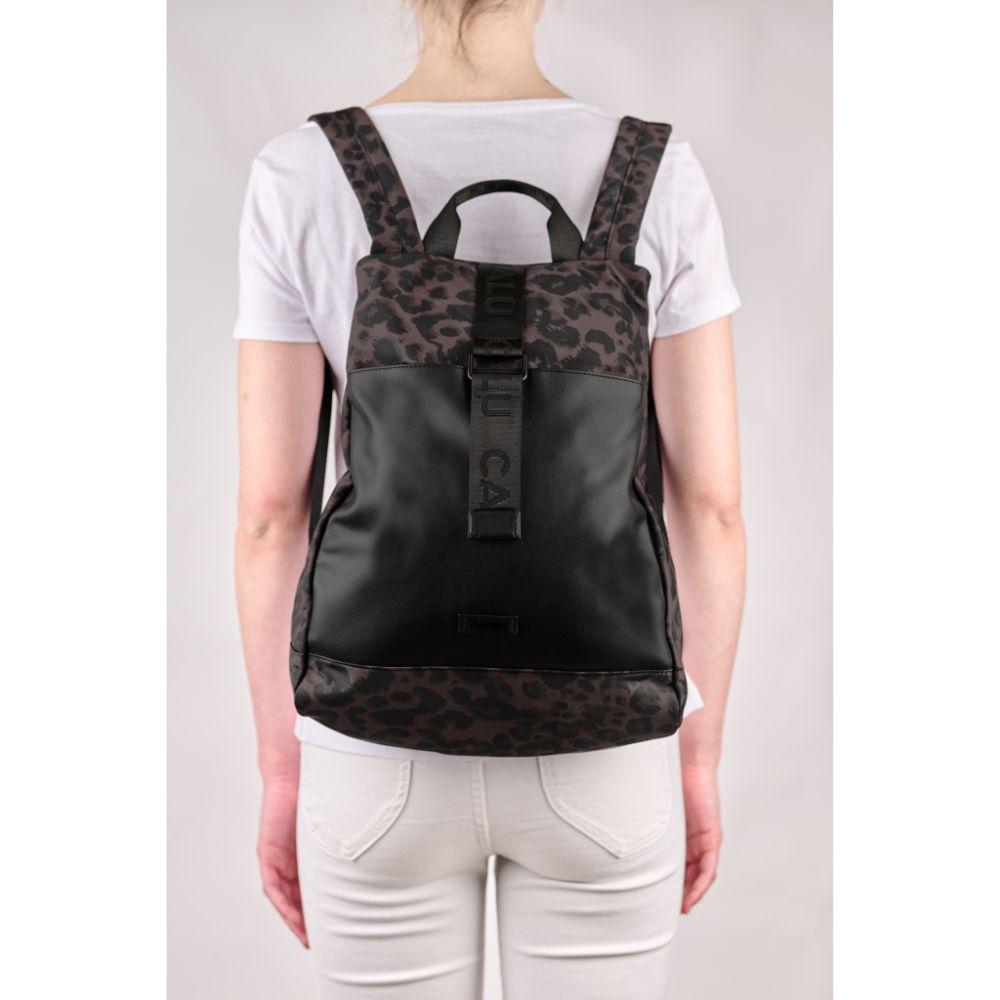 Mochila Antirrobo Glamour Animal Print Cafe Calu-5