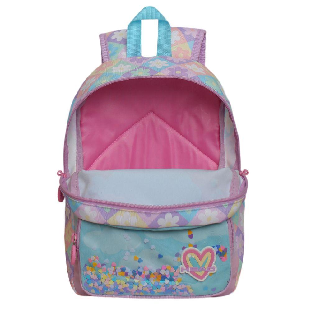 Mochila Infantil Niña Pop Unicornio Flores Lila Head-2