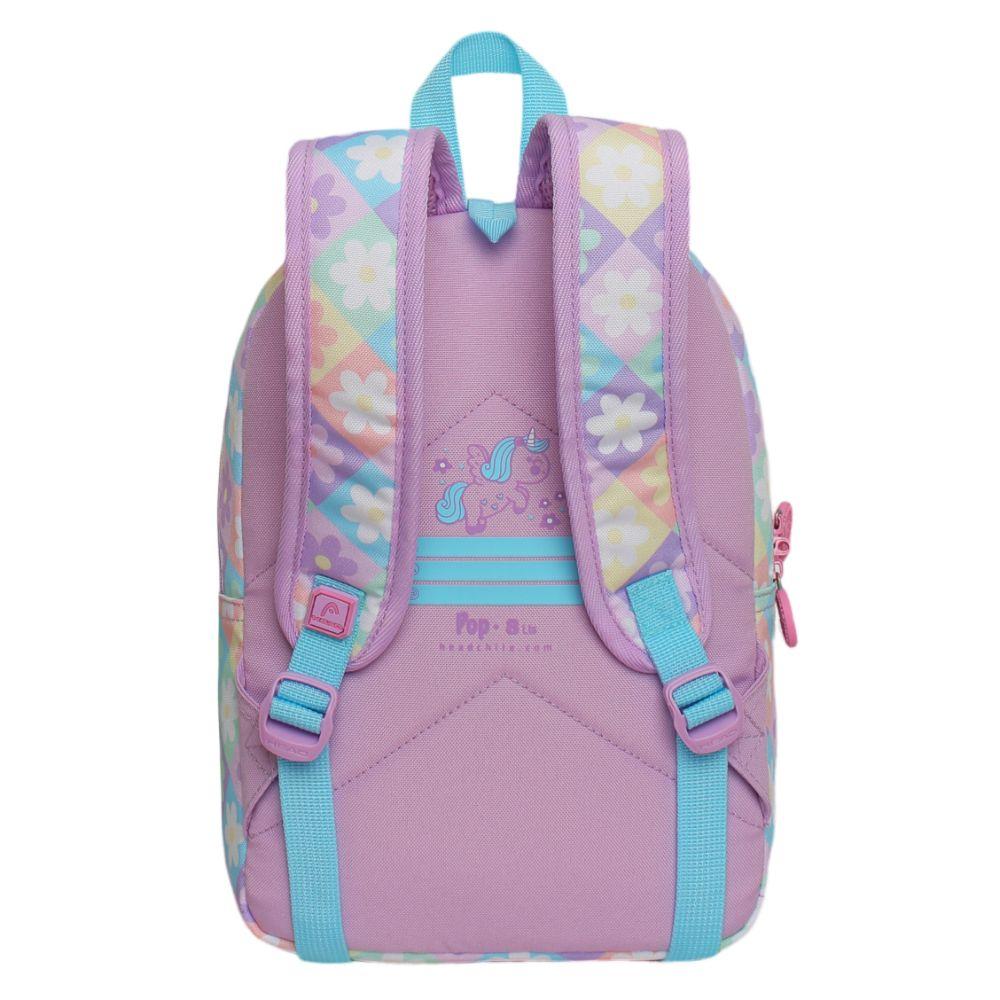 Mochila Infantil Niña Pop Unicornio Flores Lila Head-4