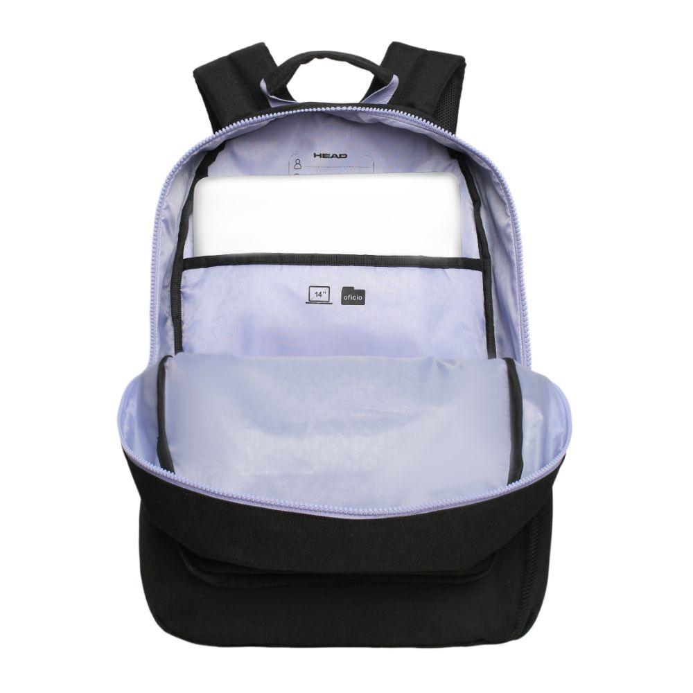 Mochila Compacta Mujer Diva Negro Lila Head-2