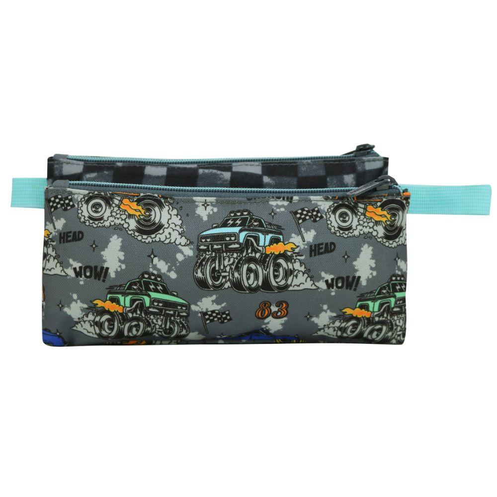 Estuche Infantil Triple Celerio Monster Truck Gris Head-4