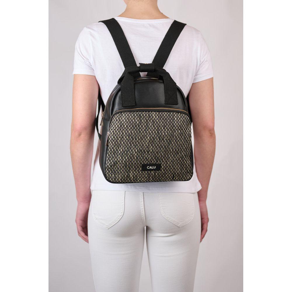 Mochila Cartera Texturas Julieta Negra Calu-5