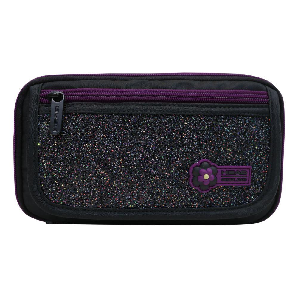 Estuche Mujer Pencil Kawaii Glitter Negro Head-1