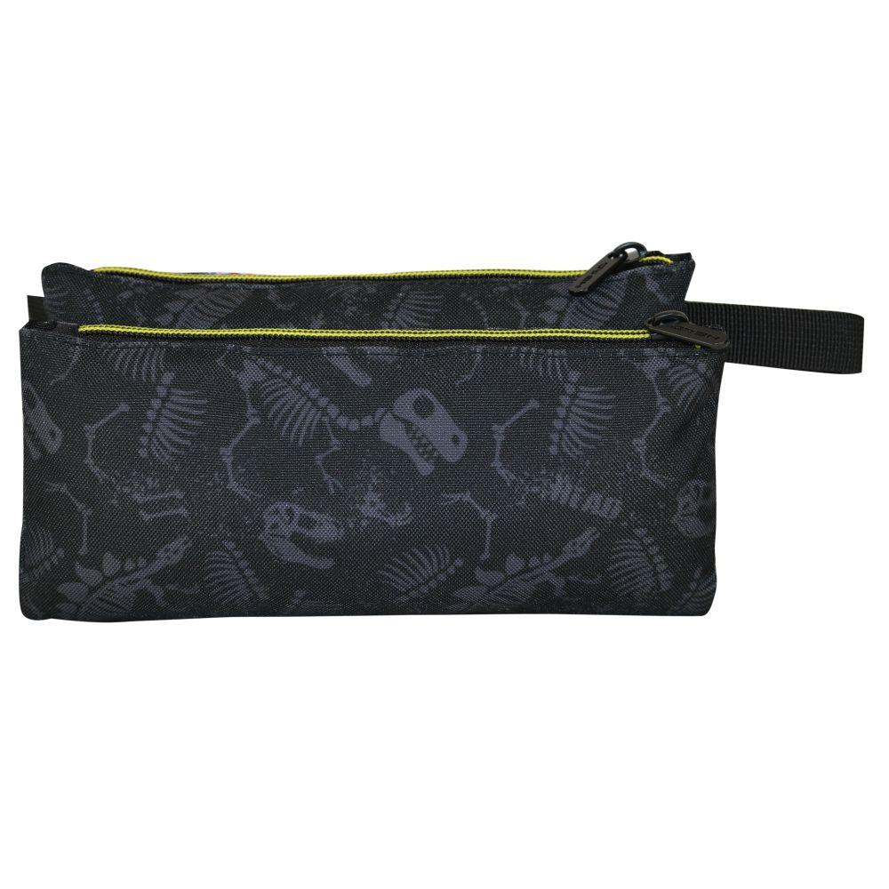 Estuche Escolar Celerio Dino 3D Negro Head-5
