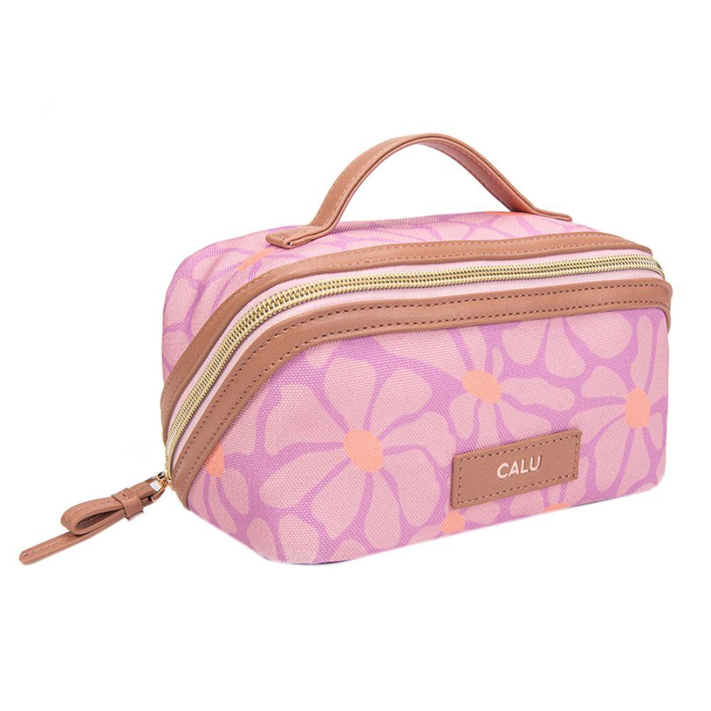 Neceser Cosmetiquero Leo Flores Rosado Calu-0