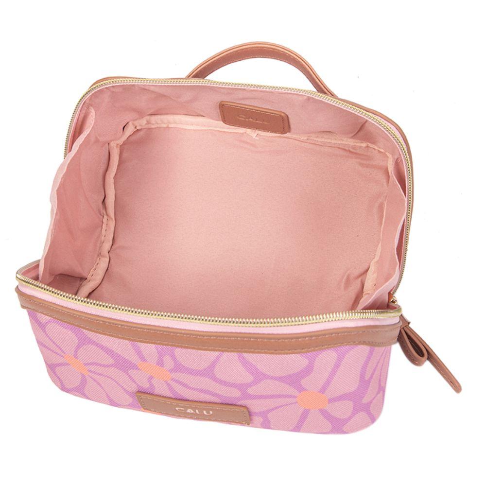 Neceser Cosmetiquero Leo Flores Rosado Calu-2