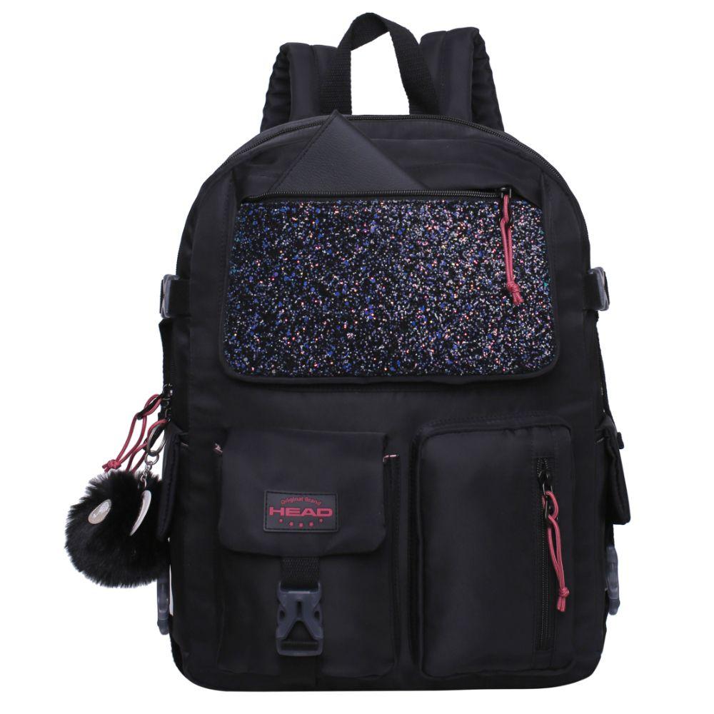 Mochila Mujer Fusion K-POP Glitter Negro Head-1