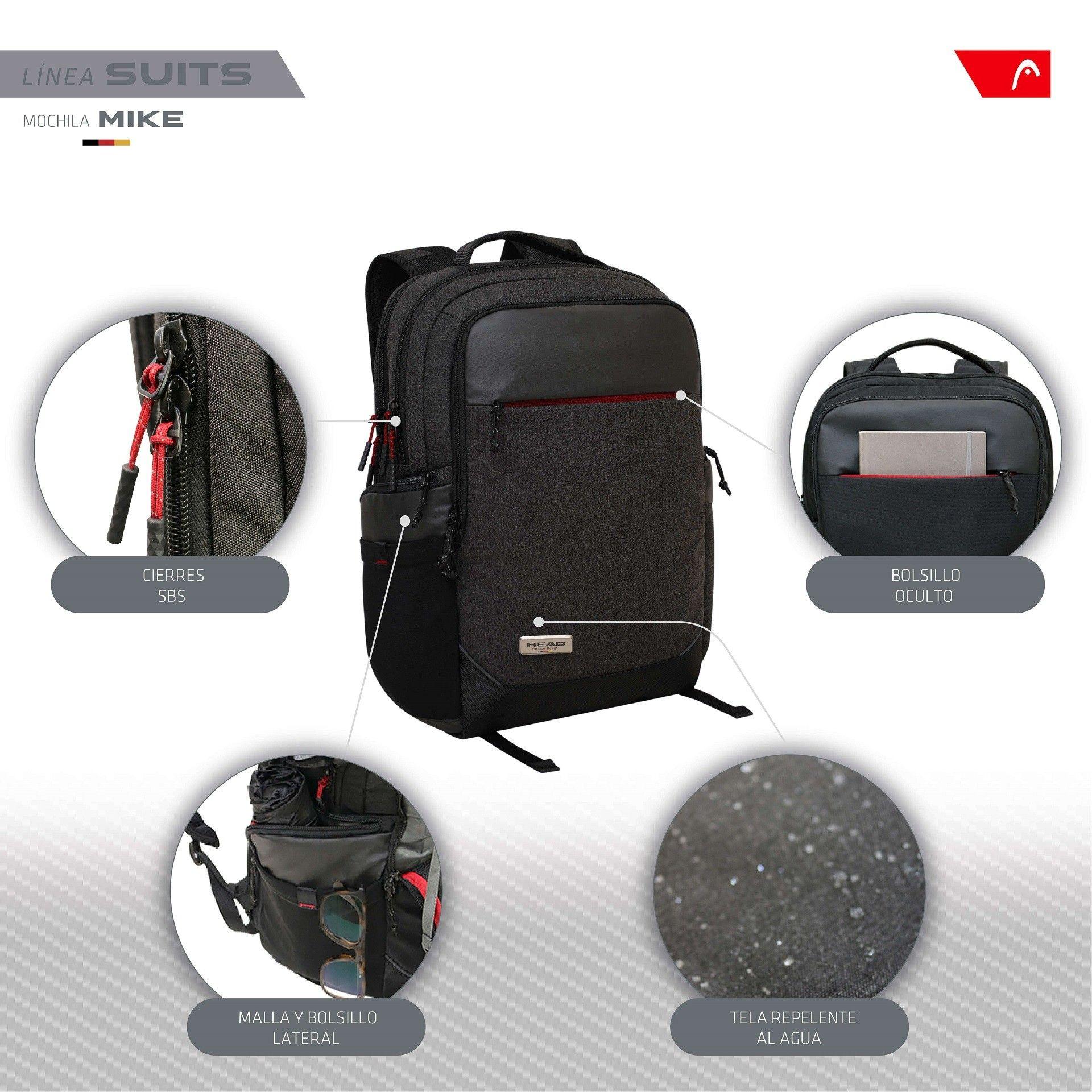 Mochila Ejecutiva Mike Negro Head-2