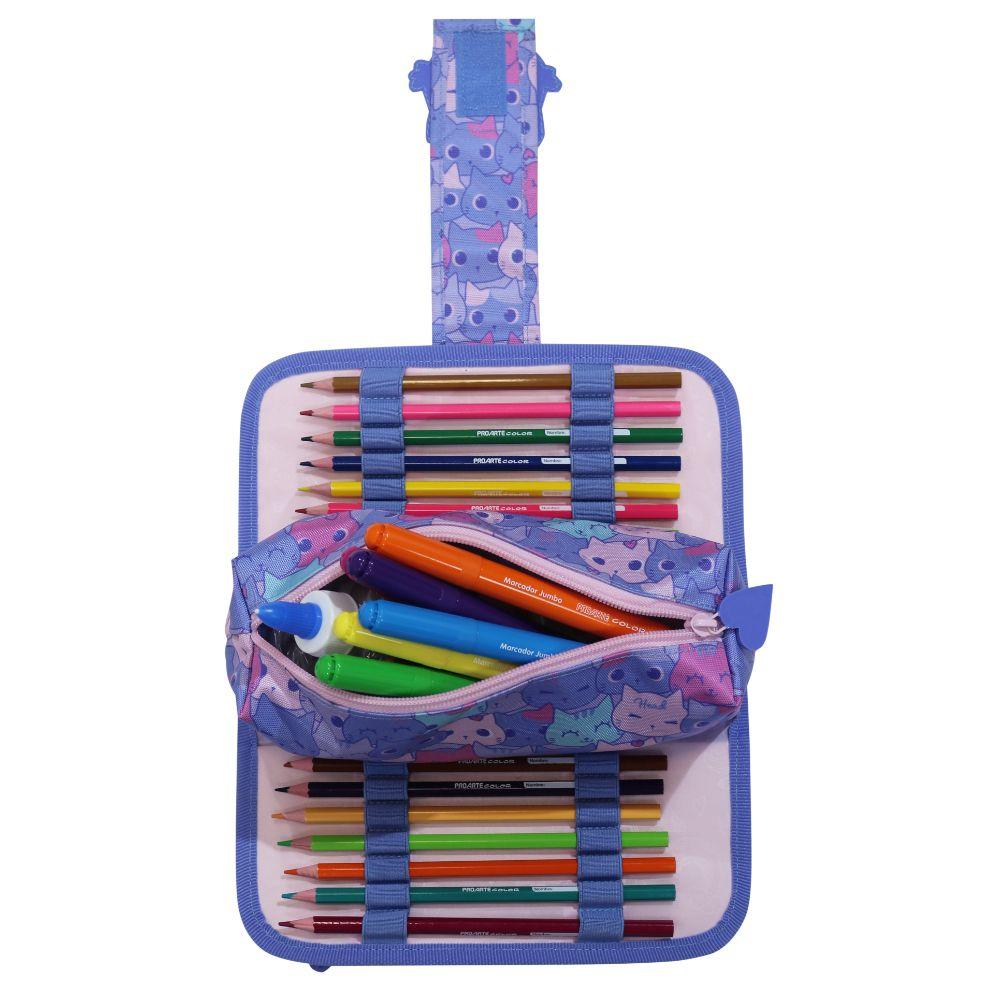 Estuche Infantil Niña Cherry Gato Lila Head-2