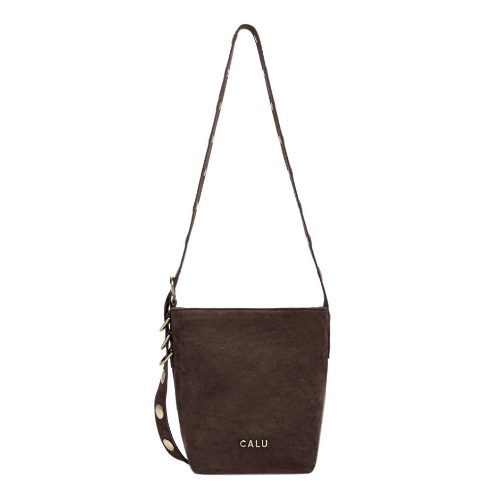 Cartera Bandolera Pequeña Tachas Adela Café Calu-1