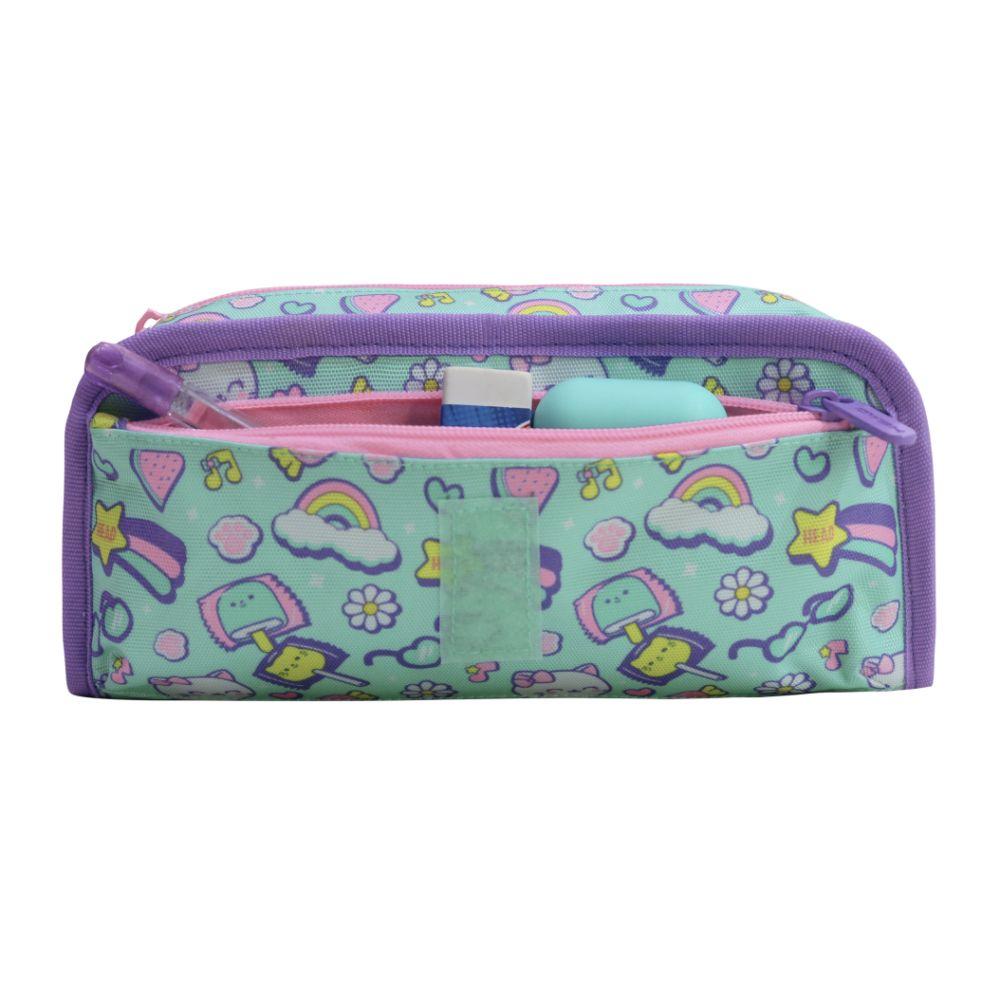 Estuche Infantil Niña Cherry Cat Print Menta Head-2