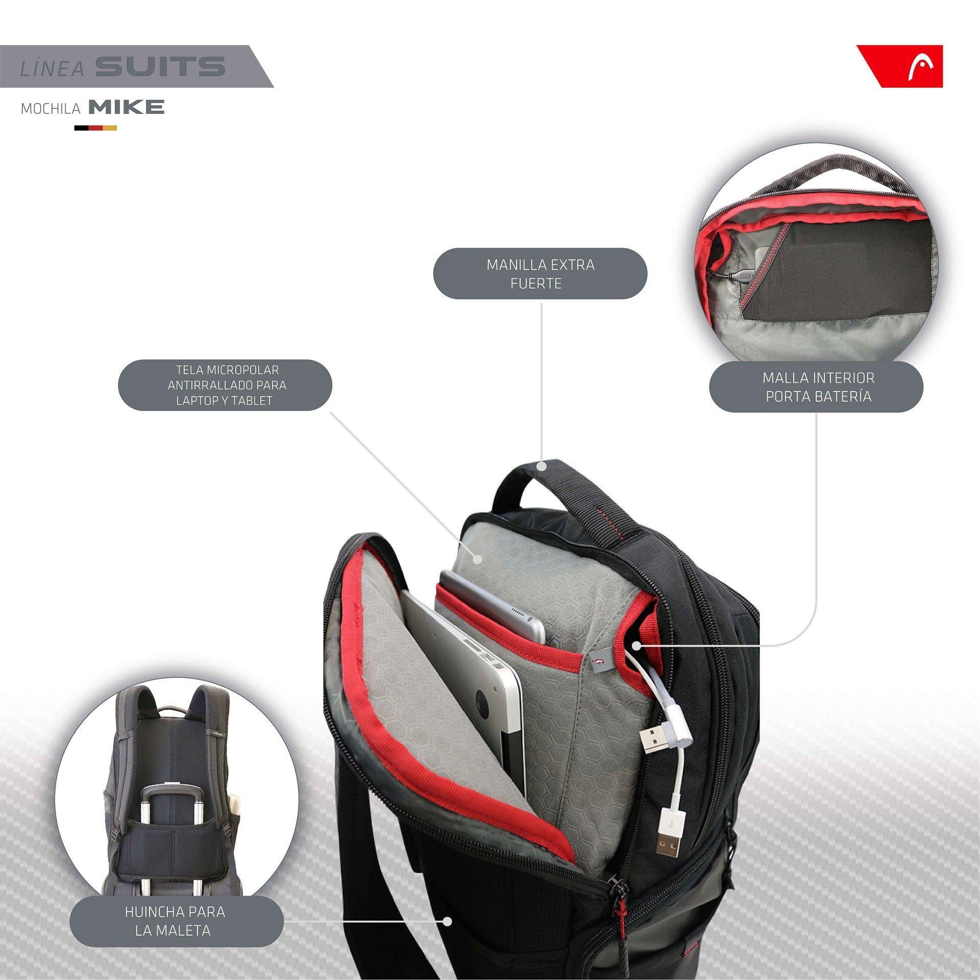 Mochila Ejecutiva Mike Gris Head-3