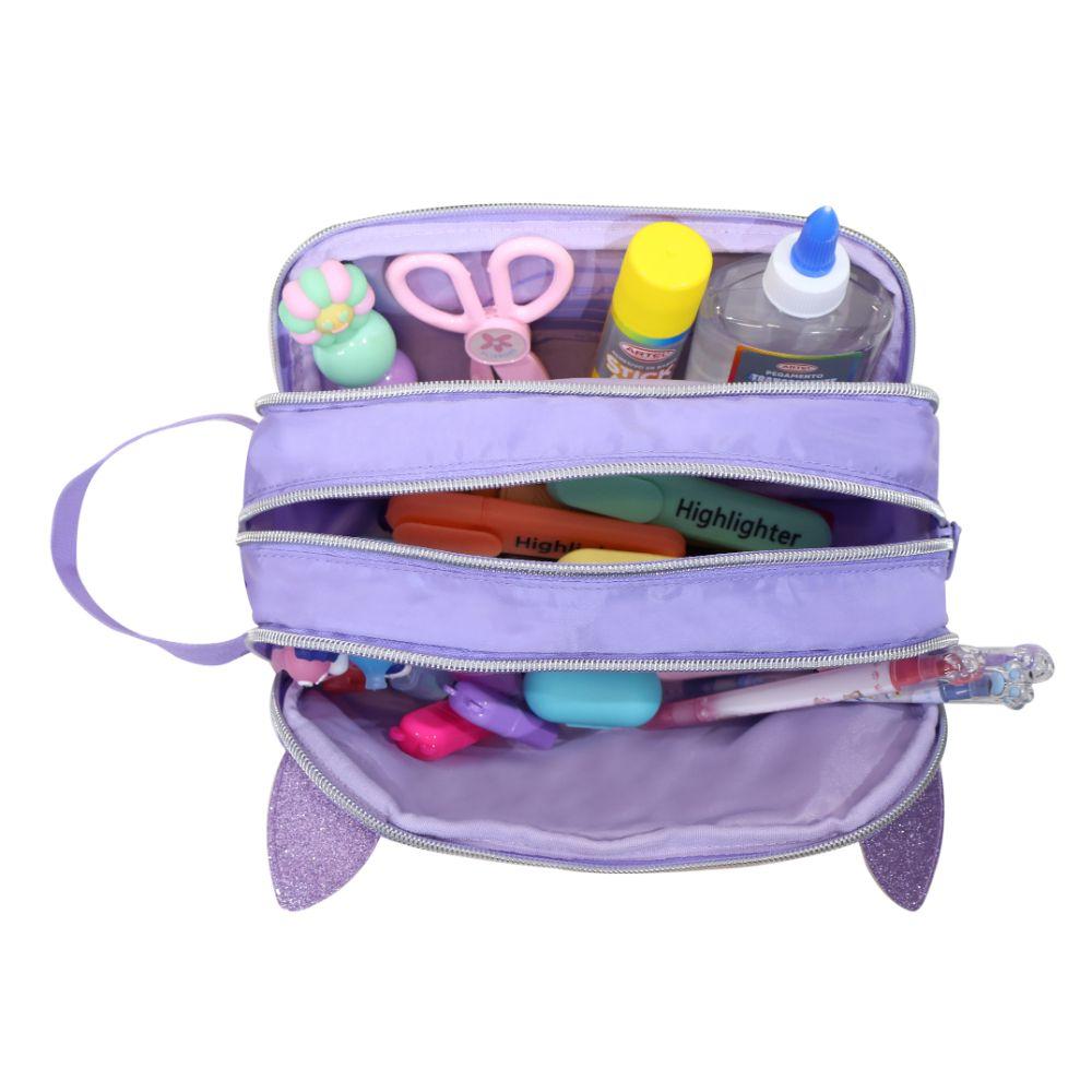 Estuche Infantil Niña Atos Gato Lila Head-2