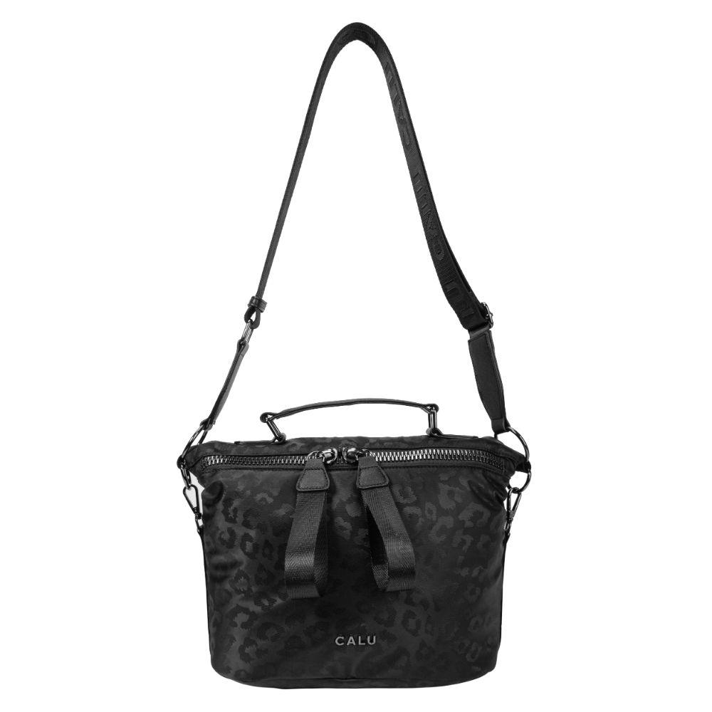 Cartera Simona Microfibra Leopardo Negro Calu-3