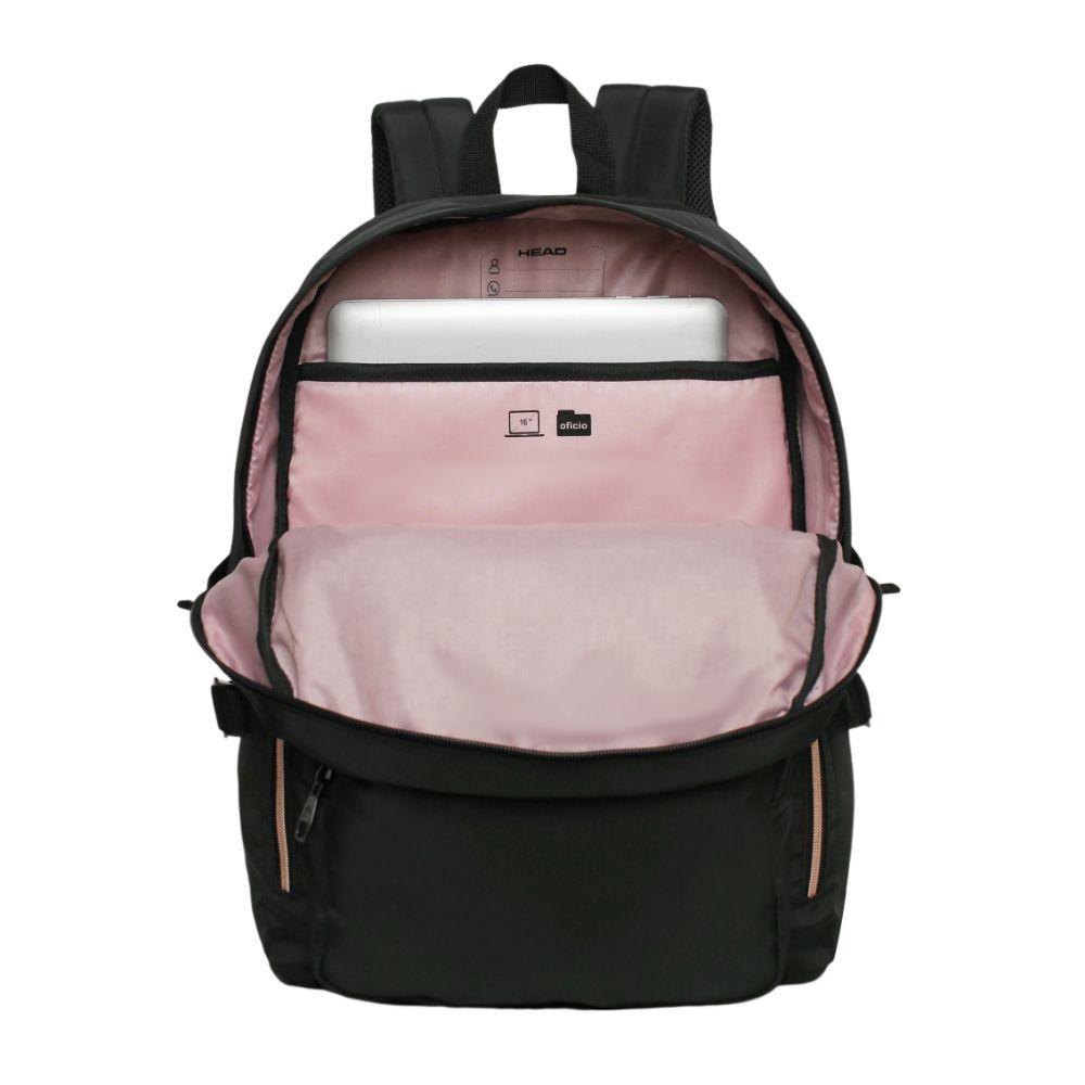 Mochila Mujer Notebook Kona Negro Rose Gold Head-2