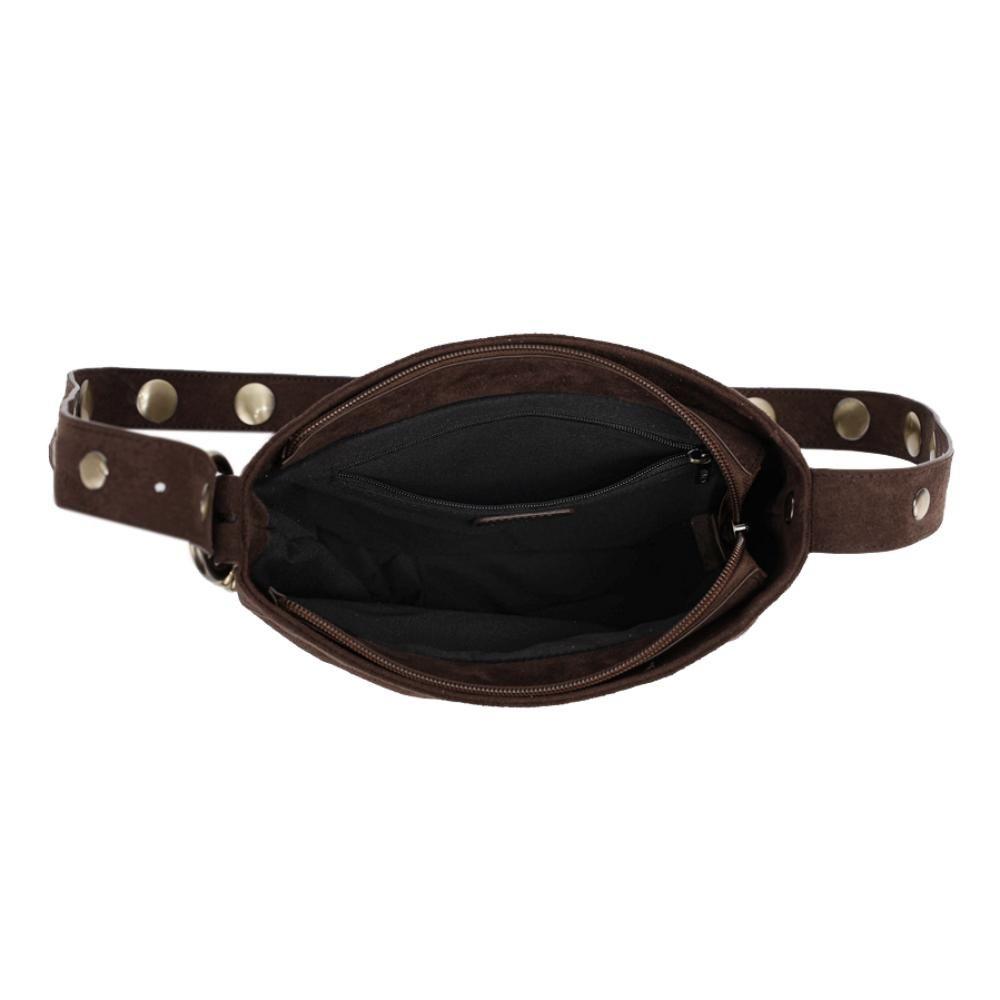 Cartera Bandolera Pequeña Tachas Adela Café Calu-2