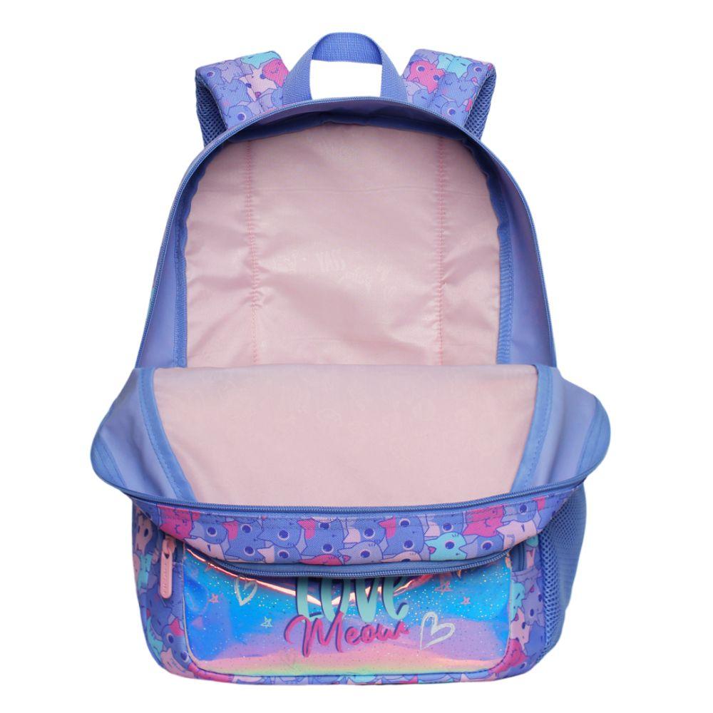 Mochila Infantil Niña Fantasy Gato Lila Head-2