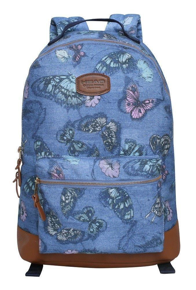 Mochila Kit Azul Jeans Mariposas Head   -1