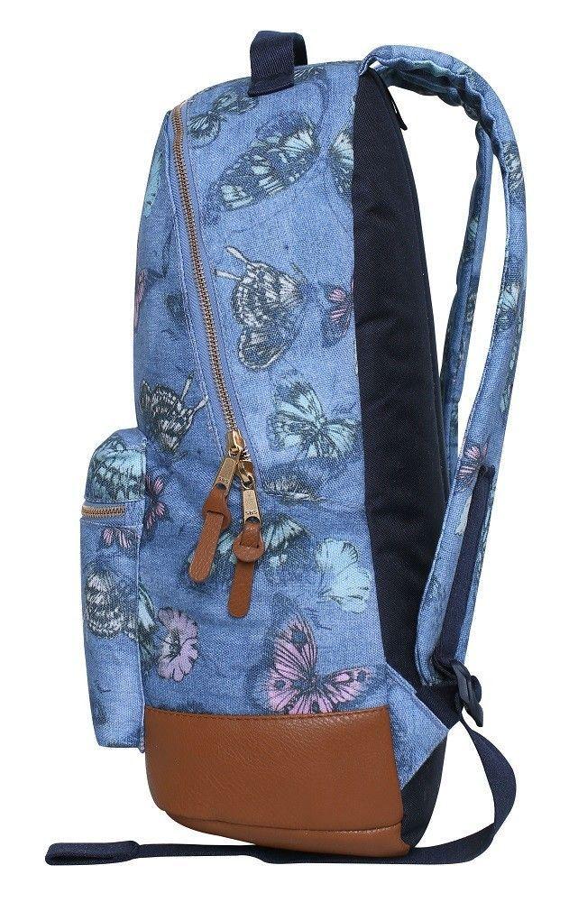 Mochila Kit Azul Jeans Mariposas Head   -4