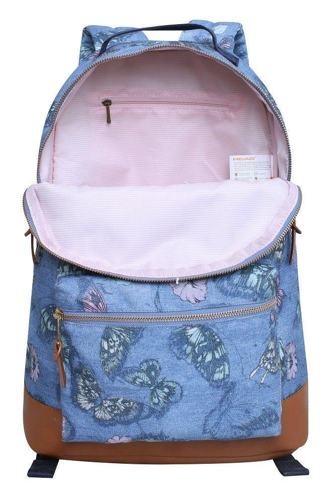Mochila Kit Azul Jeans Mariposas Head   -2