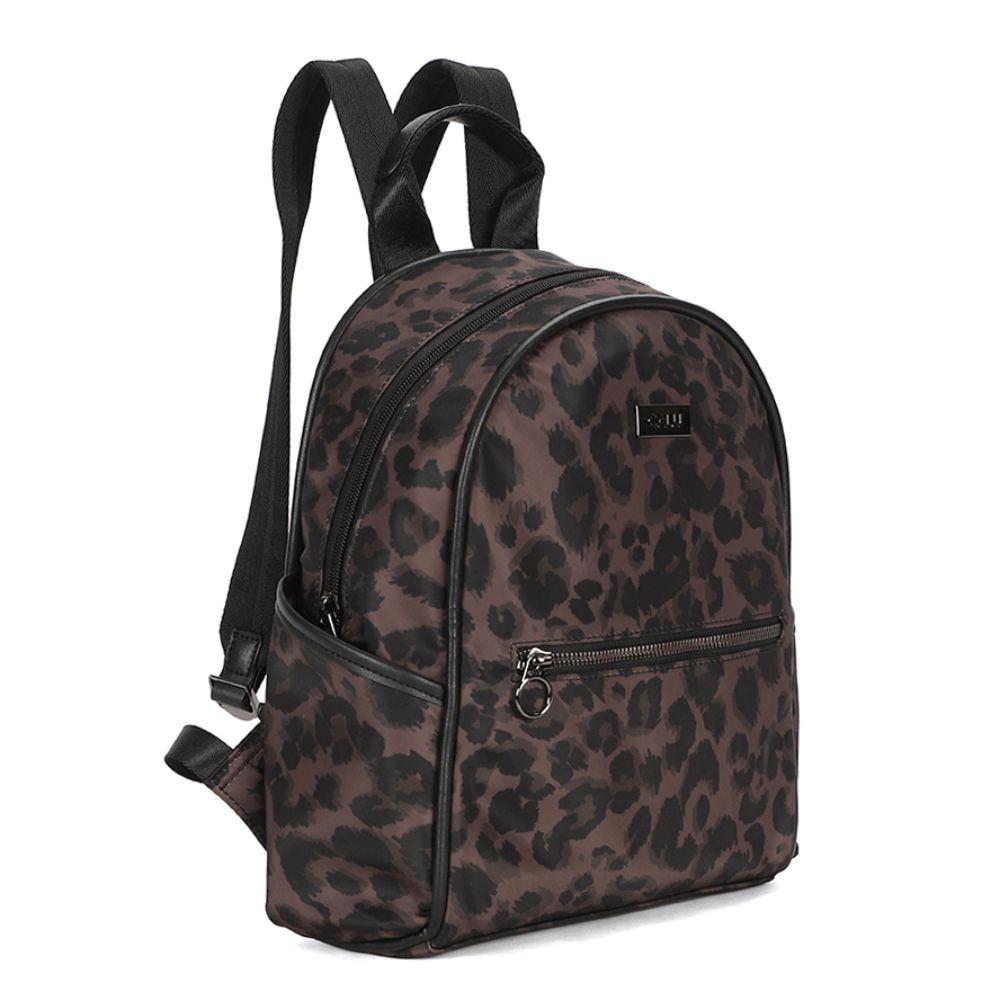 Mochila Pequeña Moda Filippa Animal Print Café Calu-0