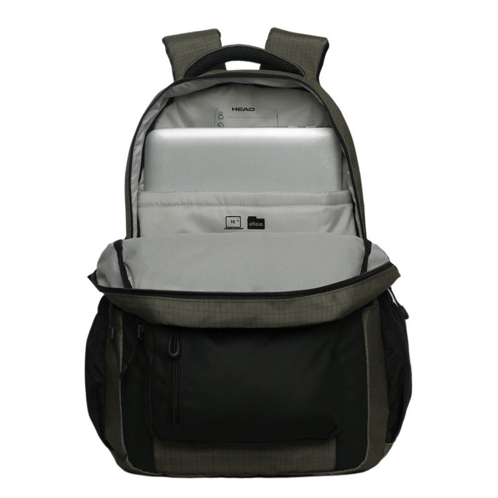 Mochila Hombre Optima Cuadros Verde Head-3