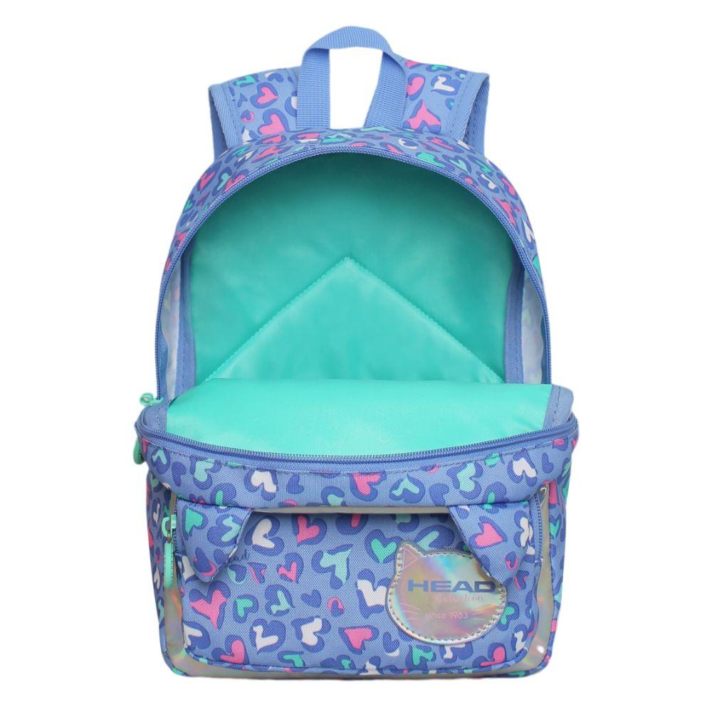 Mochila Infantil Niña Pop Gato Corazon Lila Head-2