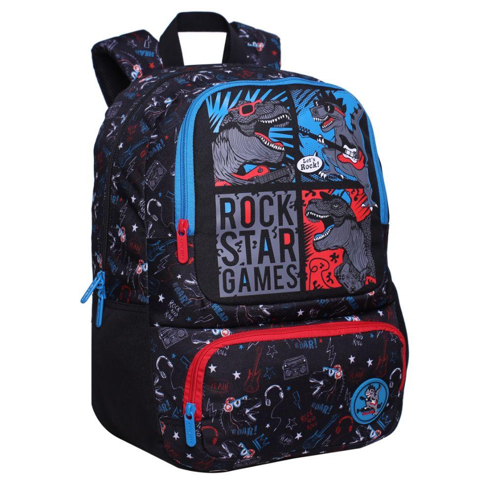 Mochila Infantil Dance Dino Rock Negro Head-0