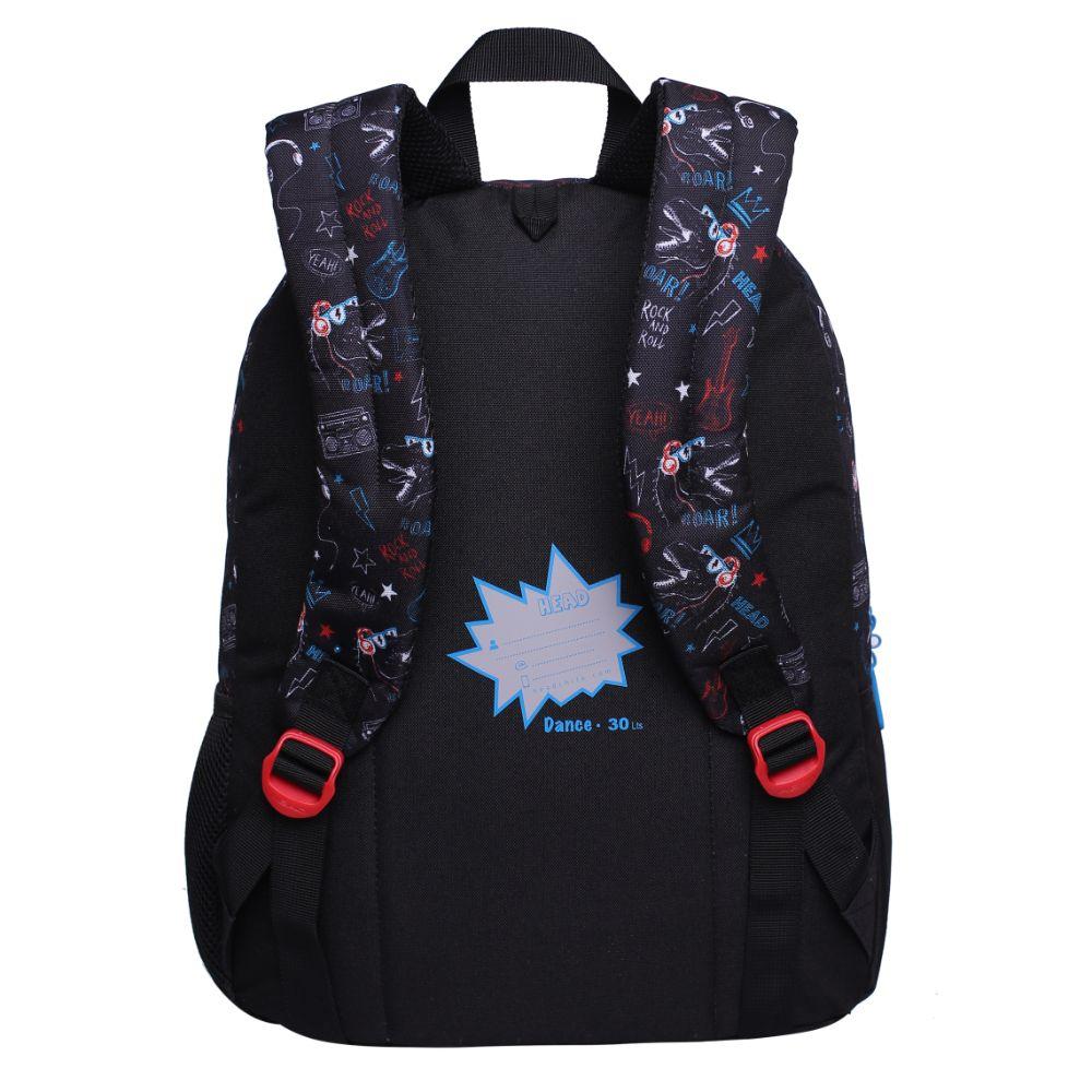 Mochila Infantil Dance Dino Rock Negro Head-3
