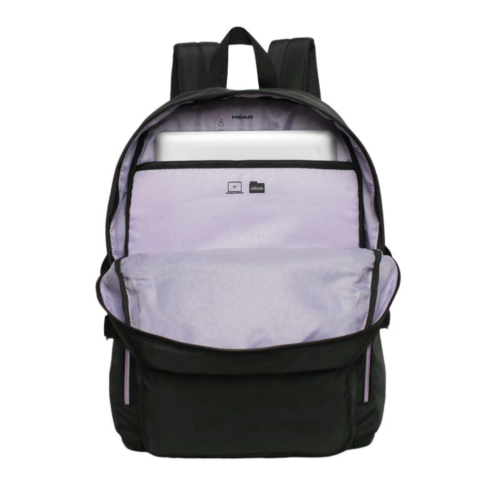 Mochila Mujer Notebook Kona Negro Lila Head-2