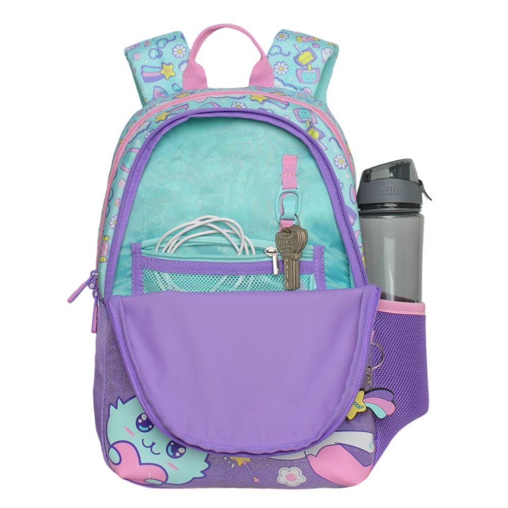 Mochila Infantil Niña Bionica Cat Print Menta Head-2