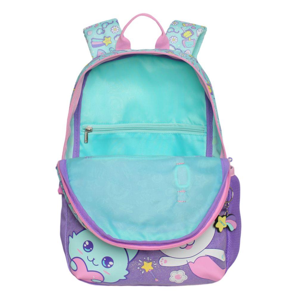 Mochila Infantil Niña Bionica Cat Print Menta Head-3