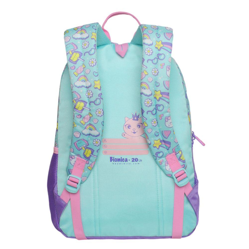 Mochila Infantil Niña Bionica Cat Print Menta Head-5