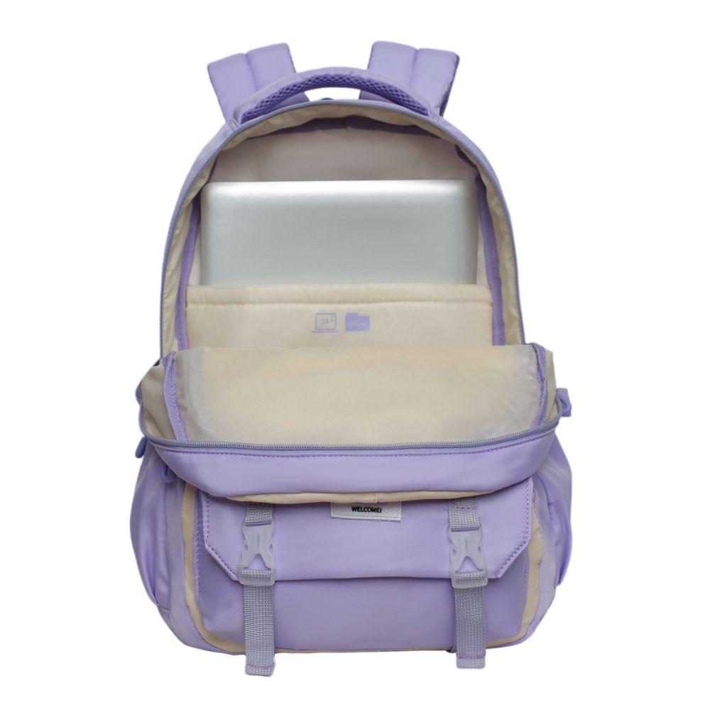 Mochila Mujer Kawaii Venza Color Block Lila Head-2