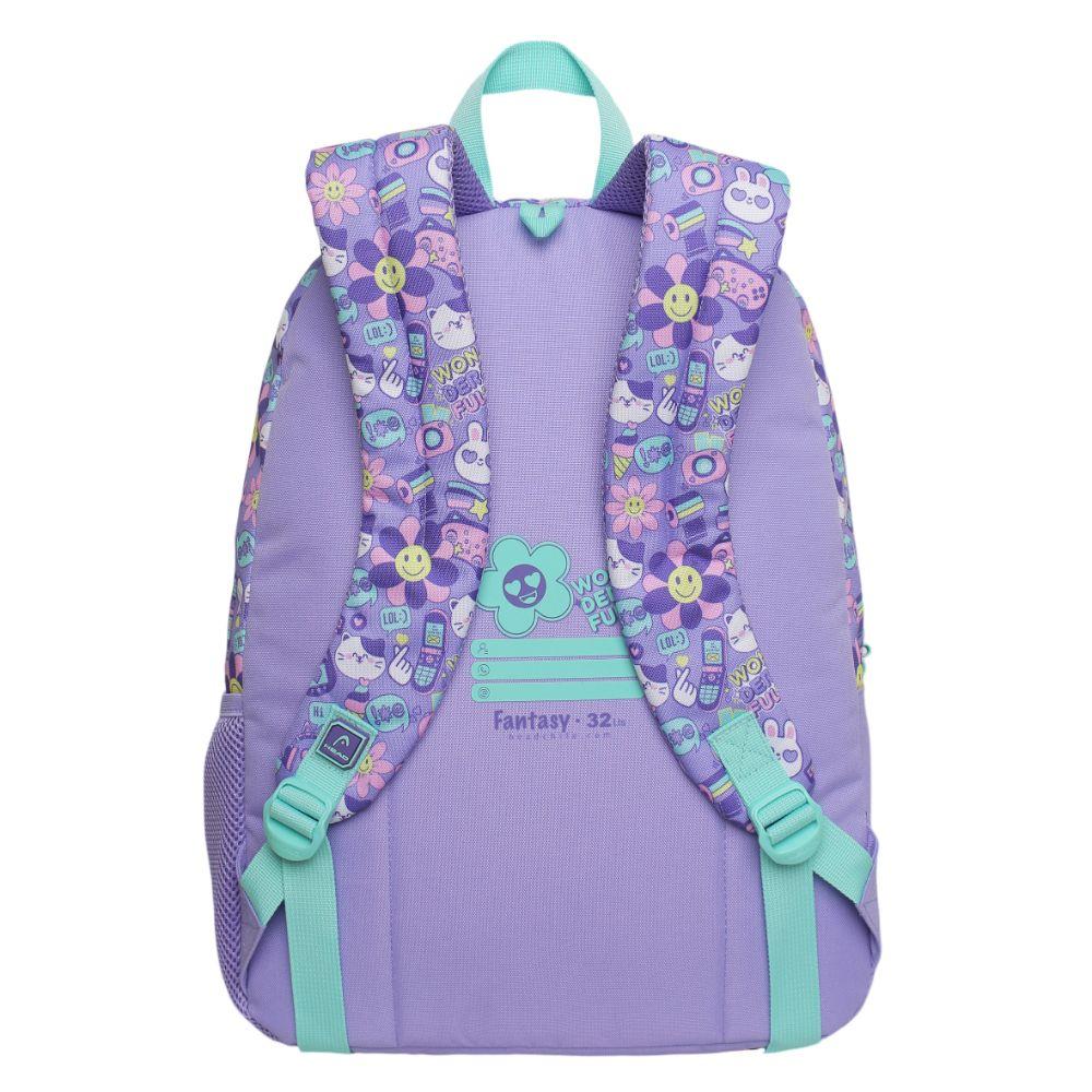 Mochila Infantil Niña Fantasy Emoticones Lila Head-4