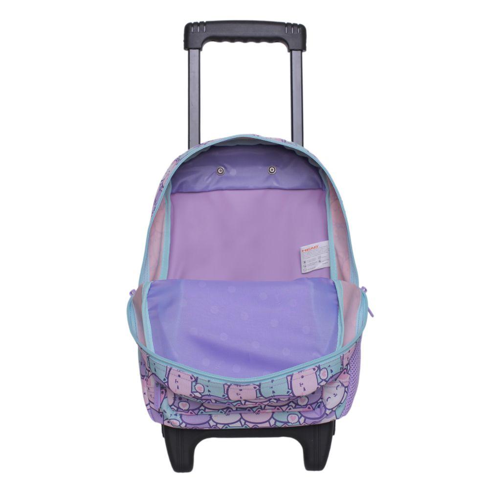 Mochila con Ruedas Pequeña Winner Gatos Pastel Lila Head-2