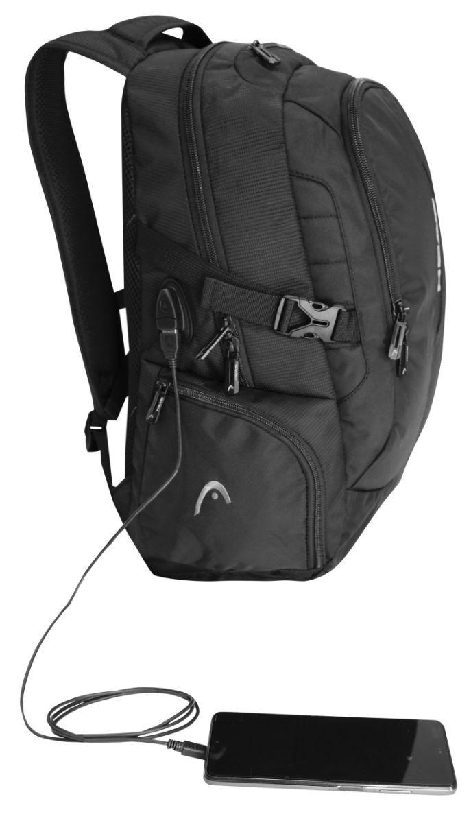 Mochila Porta Laptop Titan USB Negra Head-4
