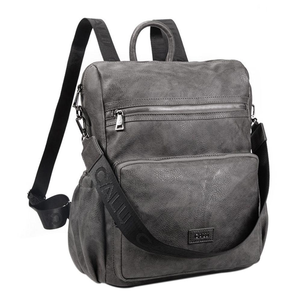 Mochila Cartera Mujer New Monstera Gris Calu-0