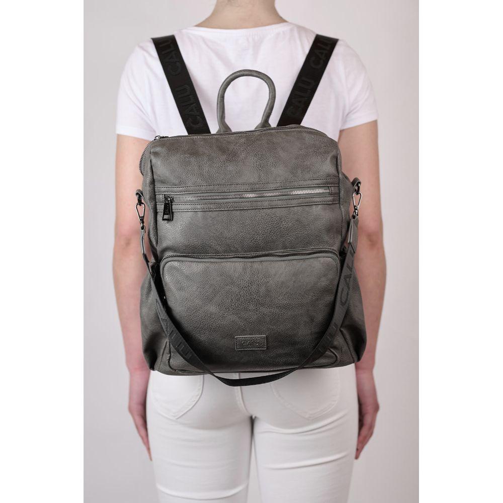 Mochila Cartera Mujer New Monstera Gris Calu-6