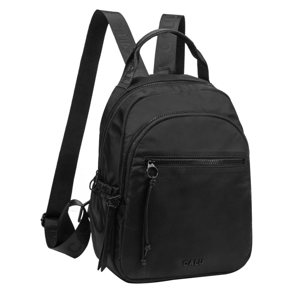 Mochila Mujer Alberta Microfibra Negro Calu-0