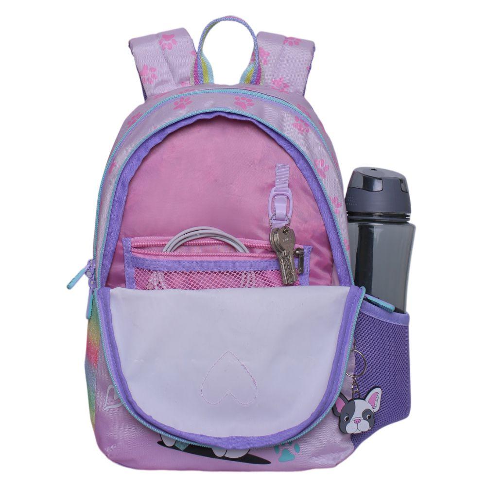 Mochila Escolar Bionica Dog Huellitas Rosado Head-2