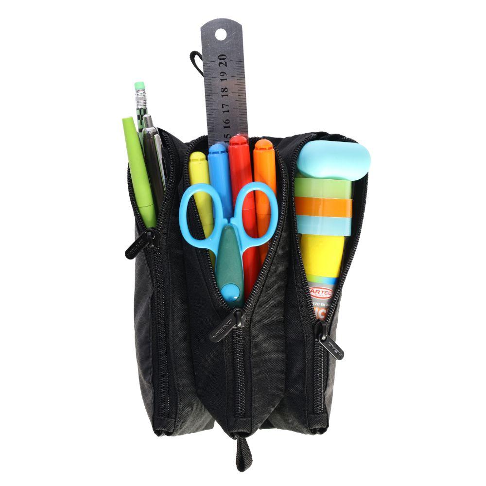 Estuche Triple Mujer March Reverse Rombos Negro Head-2