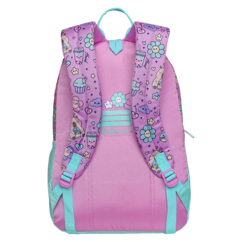 Mochila Infantil Niña Bionica Capibara Morado Head-4